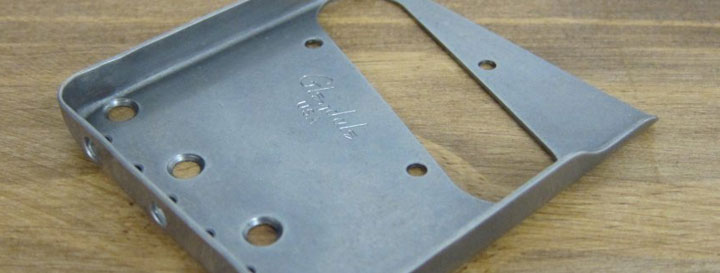 The vintage "single-cut" bridge-plate non-magnetic stainless steel The "Raw-Deal" un-polished and un-plated